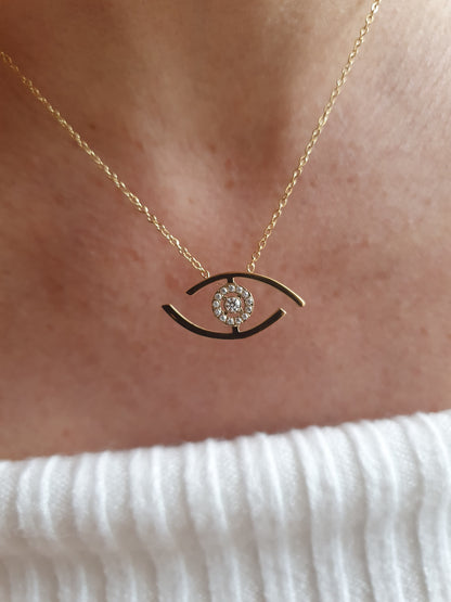 Collier oeil et zircons - doré