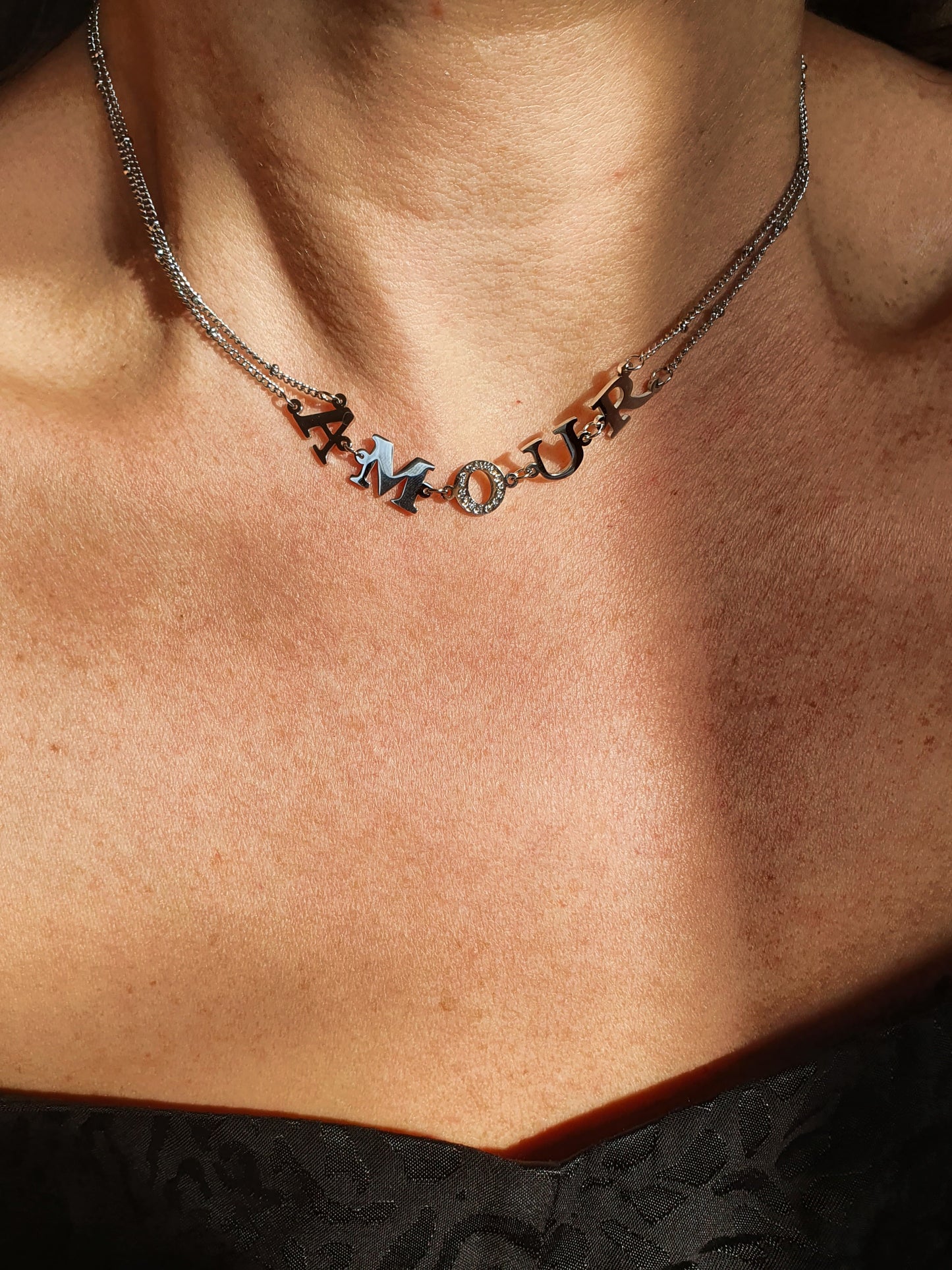 Collier chocker AMOUR - argenté