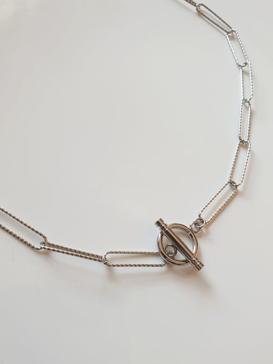 Collier fermoir à bascule - argenté