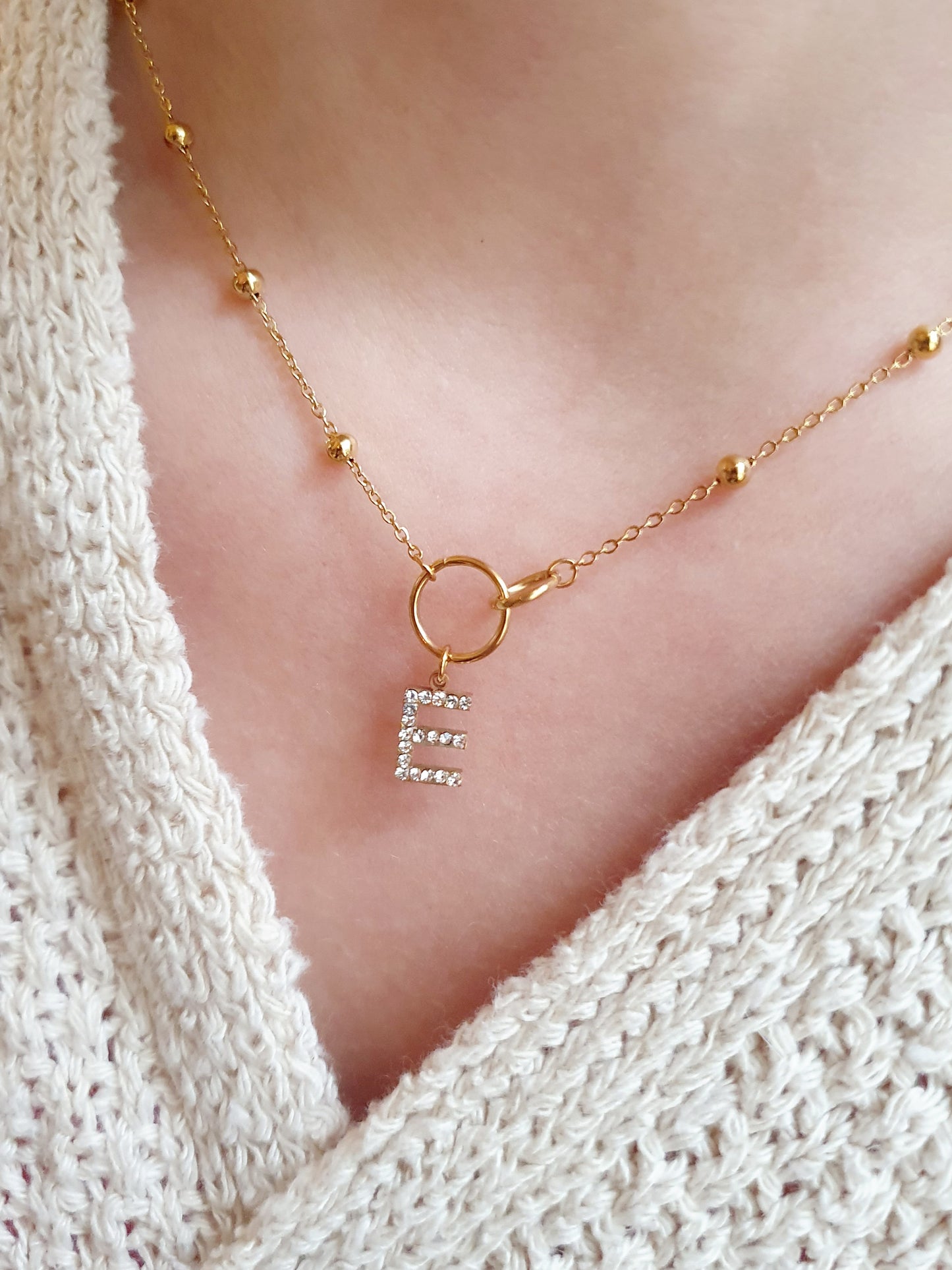 Collier ERIKA & petites perles (personnalisable) - doré