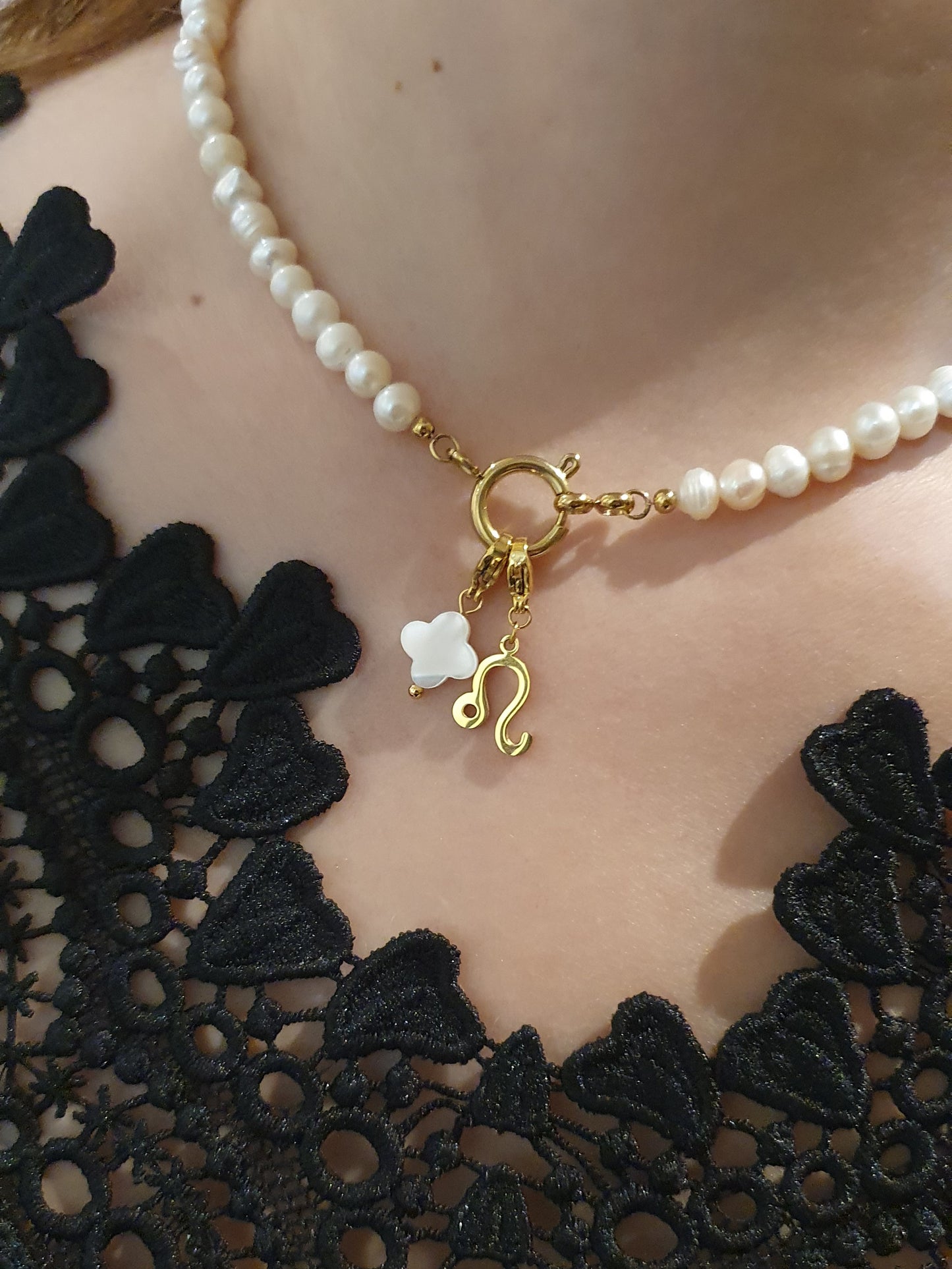 Collier en perles d'eau douce (personnalisable) - doré