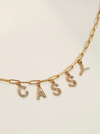 Collier prénom strass - doré