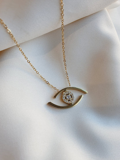 Collier oeil et zircons - doré