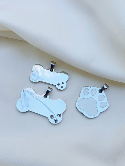 Médaillon os pour chiens Taille M - argenté