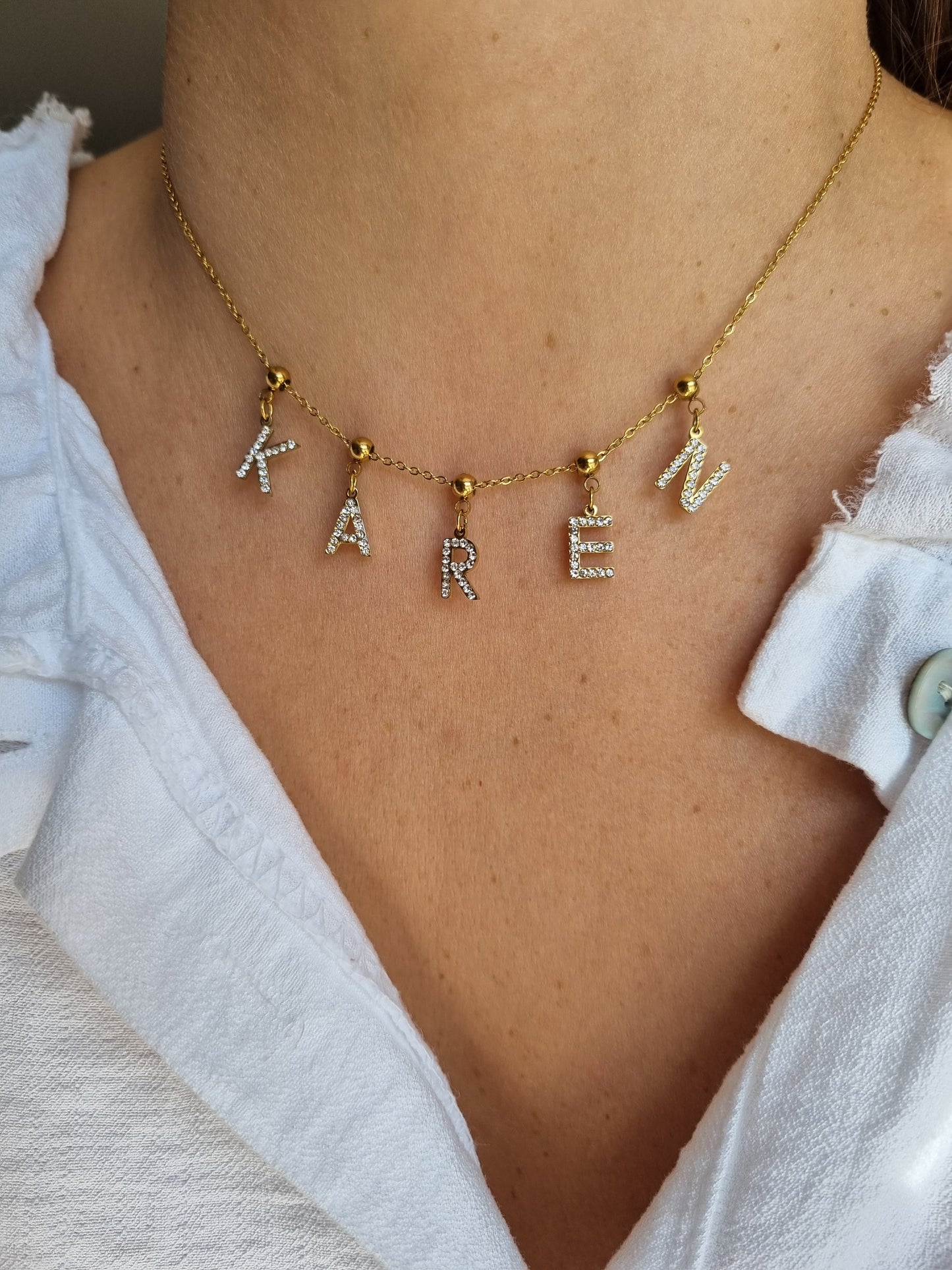 Collier prénom lettres amovibles - doré
