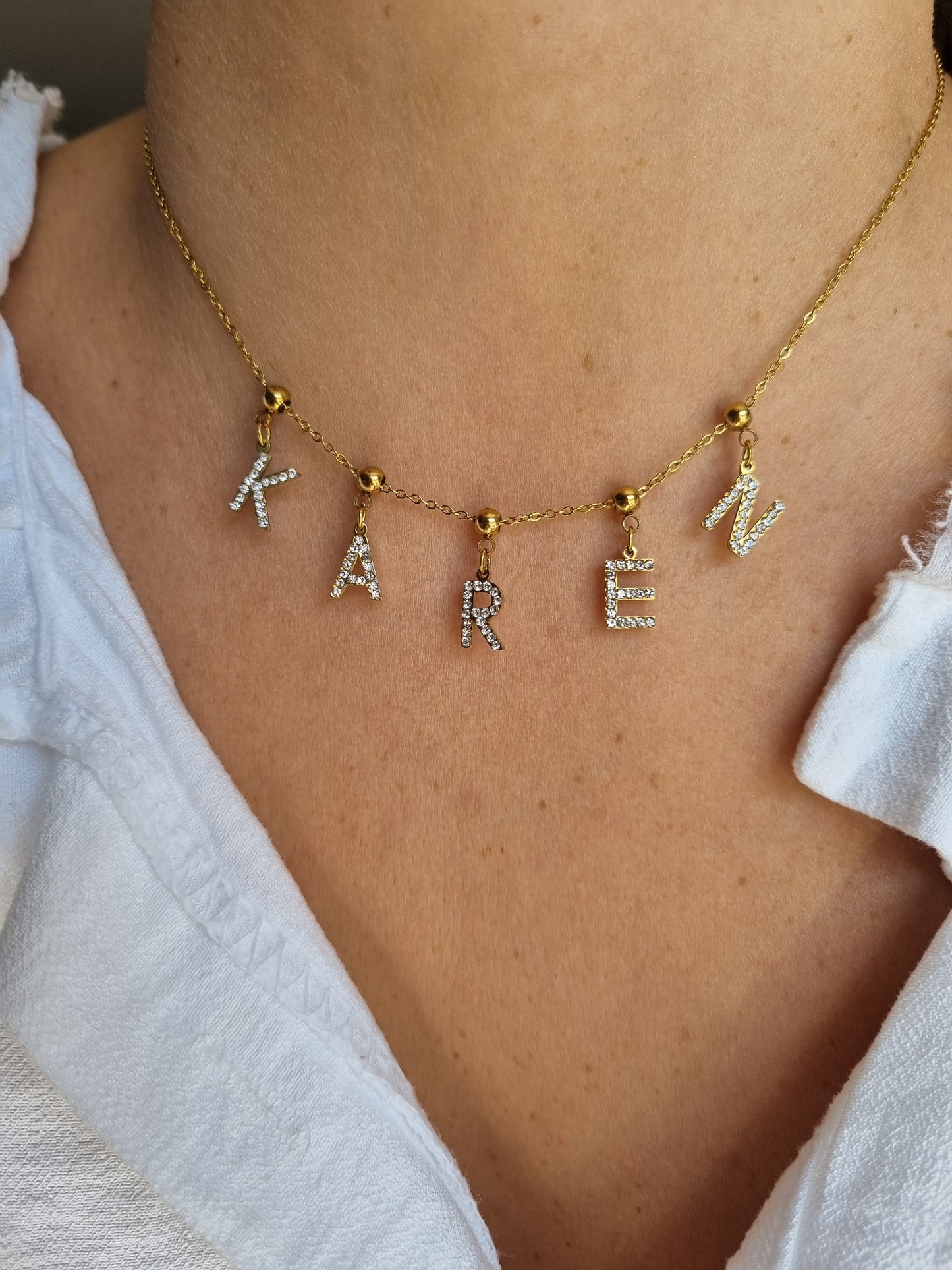 Collier prénom lettres amovibles - doré