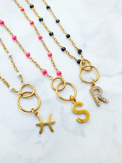 Collier ERIKA & petites perles (personnalisable) - doré | coloris au choix