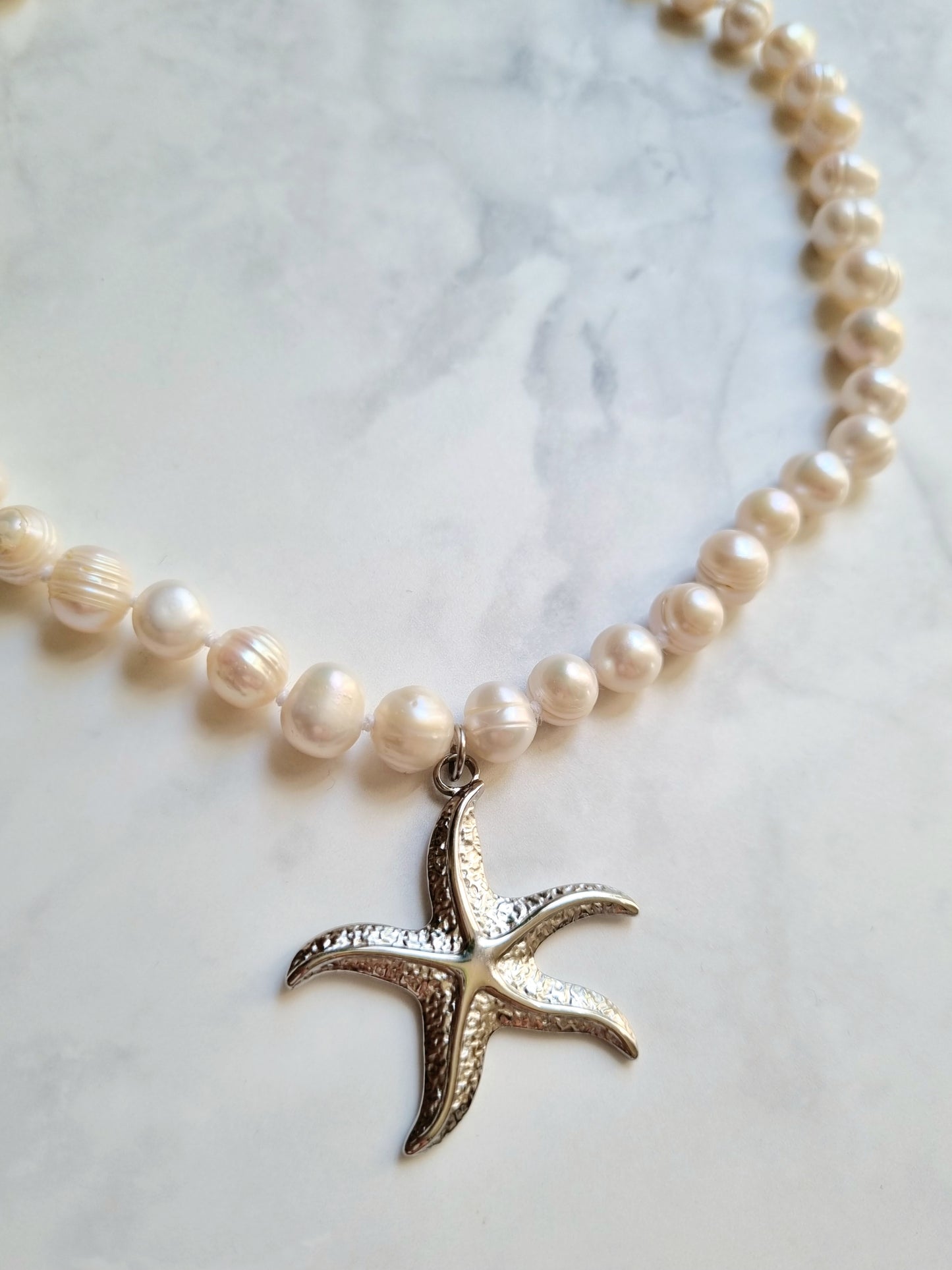 Collier perles d'eau douce & étoile de mer ARIELLA - argenté