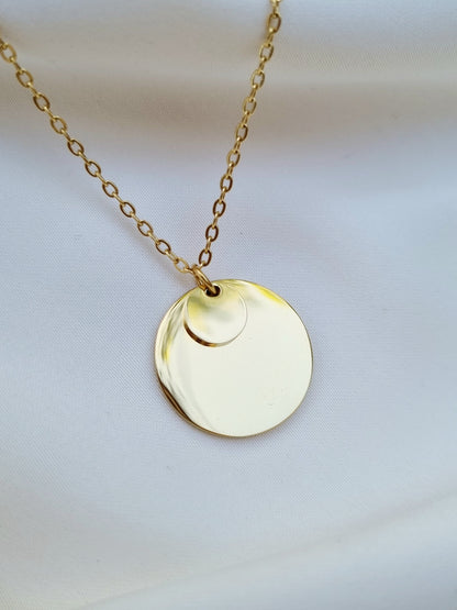 Collier double médaille à graver | Doré