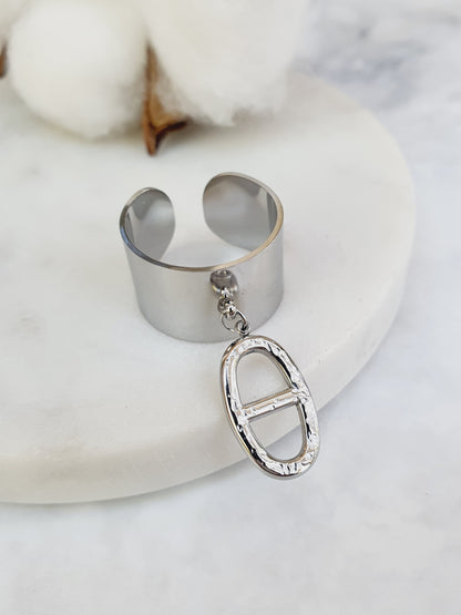 Bague breloque AGATA martelée - argenté