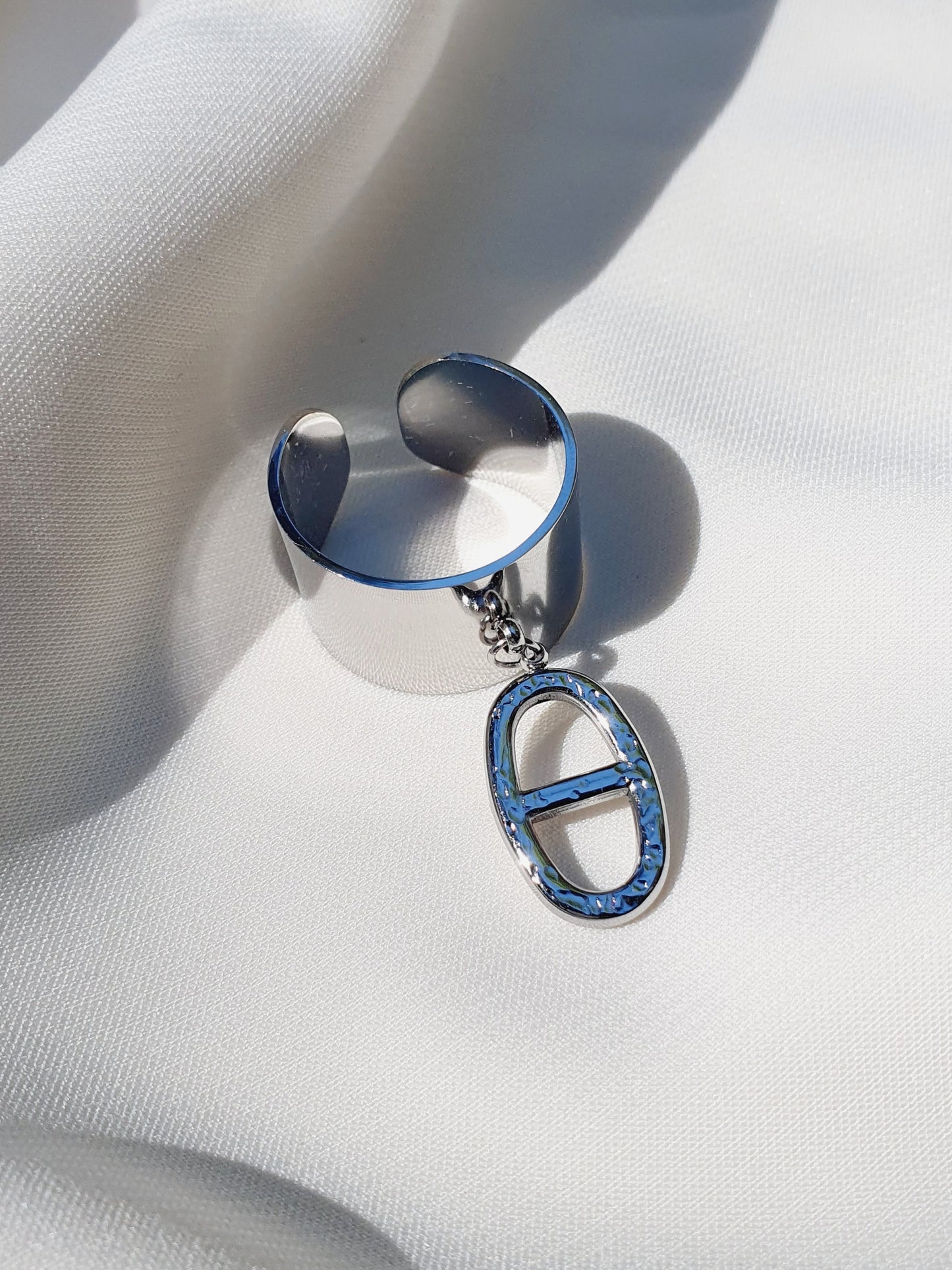 Bague breloque AGATA martelée - argenté