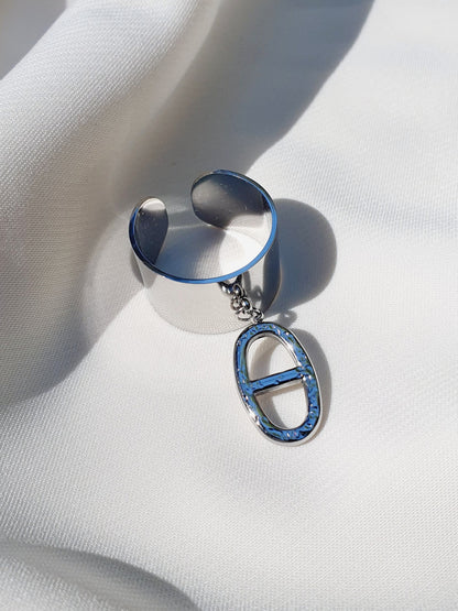 Bague breloque AGATA martelée - argenté