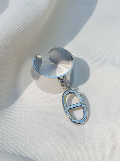 Bague breloque AGATA martelée - argenté
