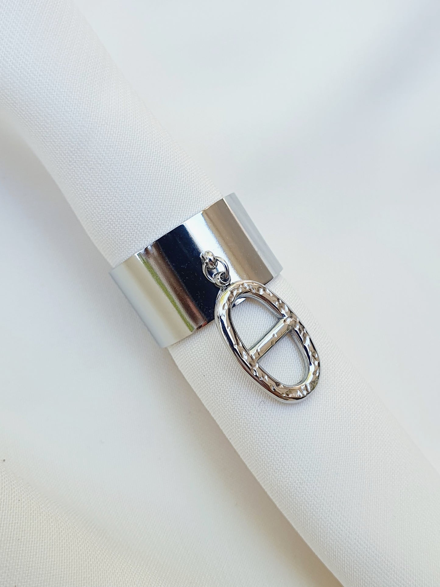 Bague breloque AGATA martelée - argenté