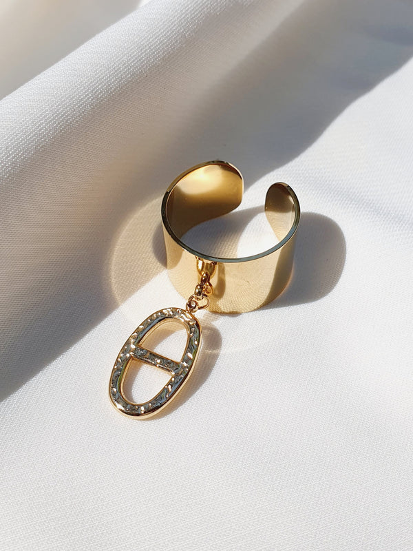 Bague breloque AGATA martelée - doré