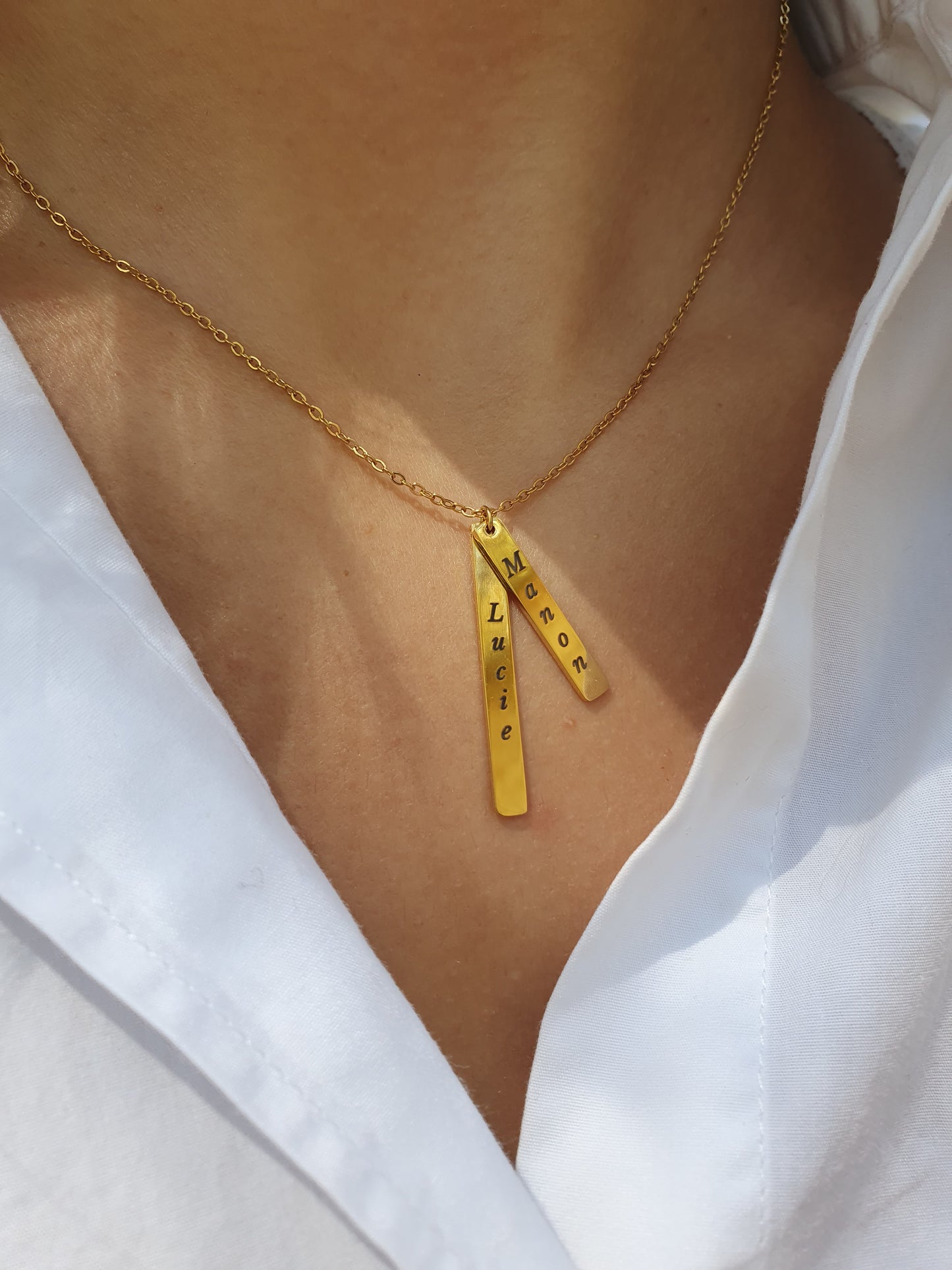 Collier double plaque à graver | Doré
