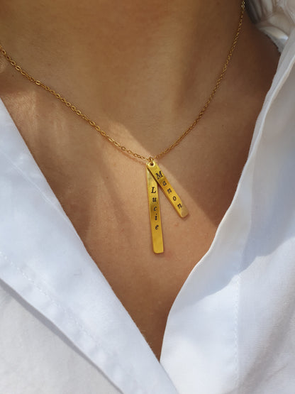 Collier double plaque à graver | Doré