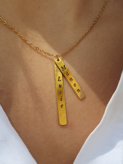 Collier double plaque à graver | Doré