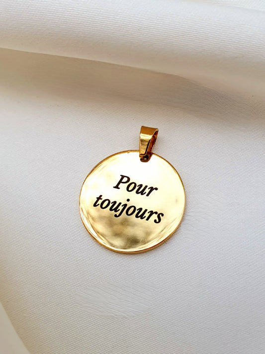 Pendentif médaille à graver | coloris au choix