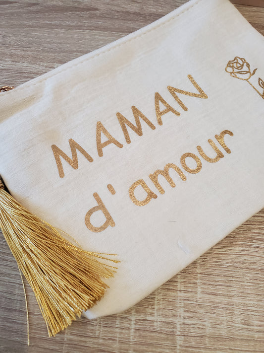 Pochette "MAMAN D'AMOUR" - écru/doré