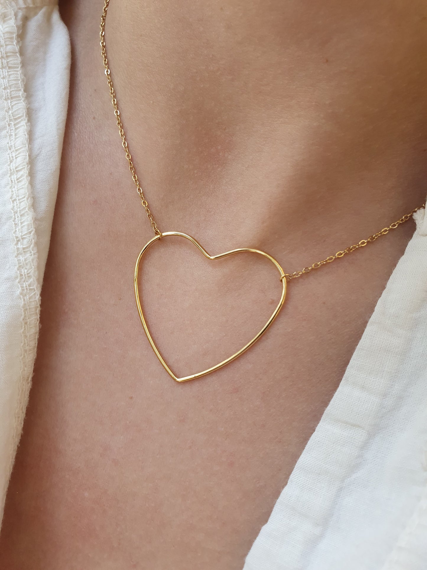 Collier grand coeur - doré