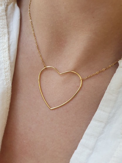 Collier grand coeur - doré