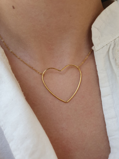Collier grand coeur - doré
