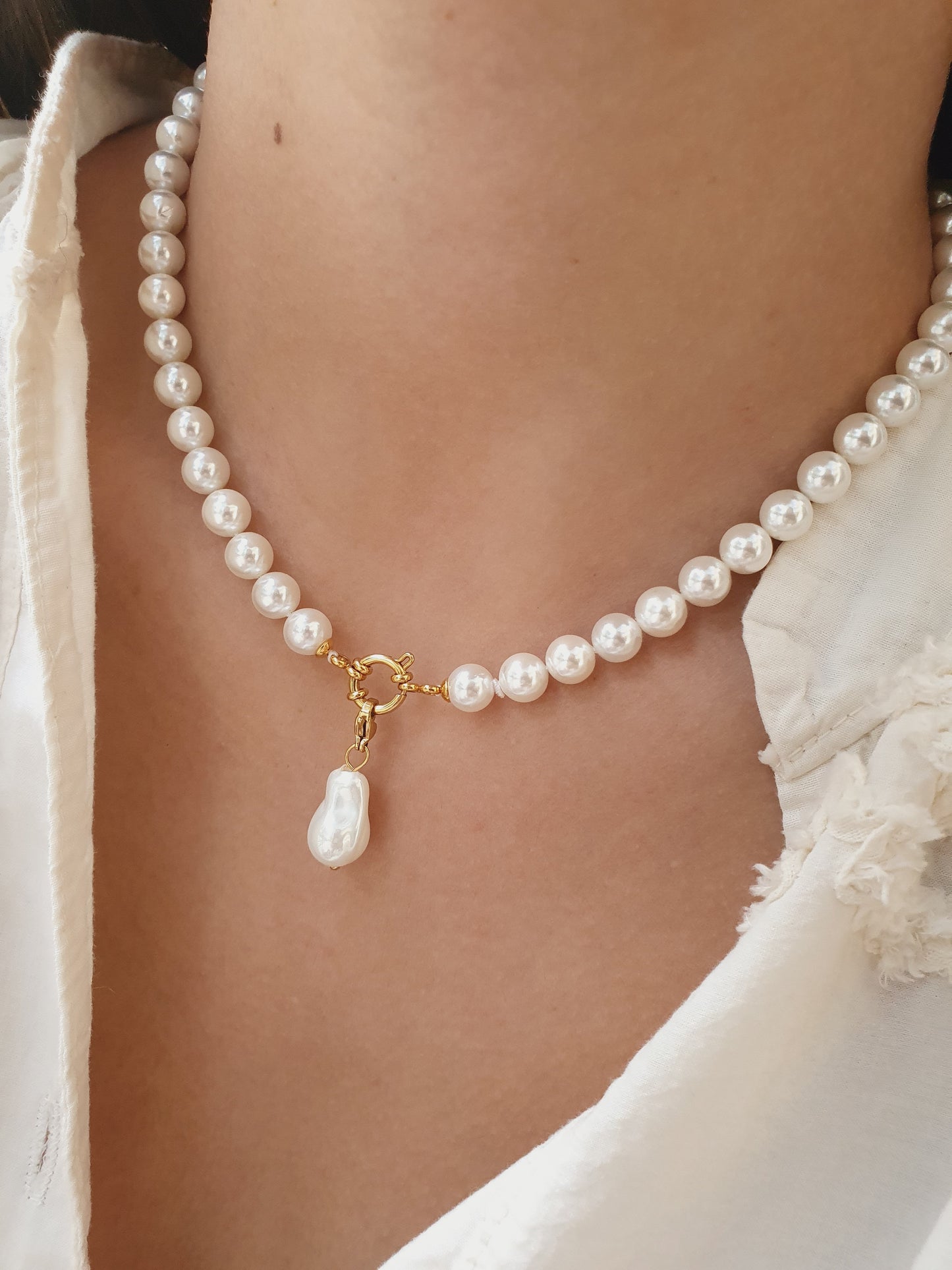 Charm perle nacrée - doré
