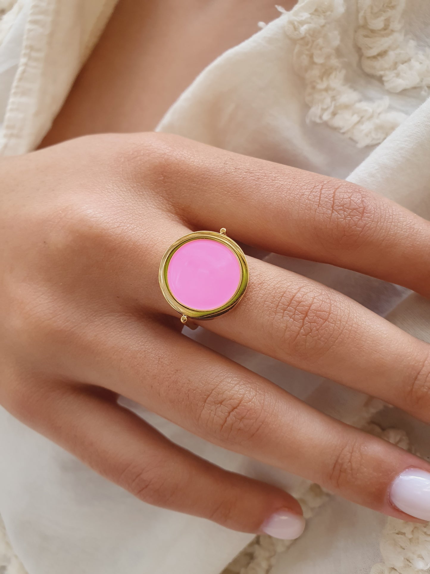 Bague ALBA - doré/fushia