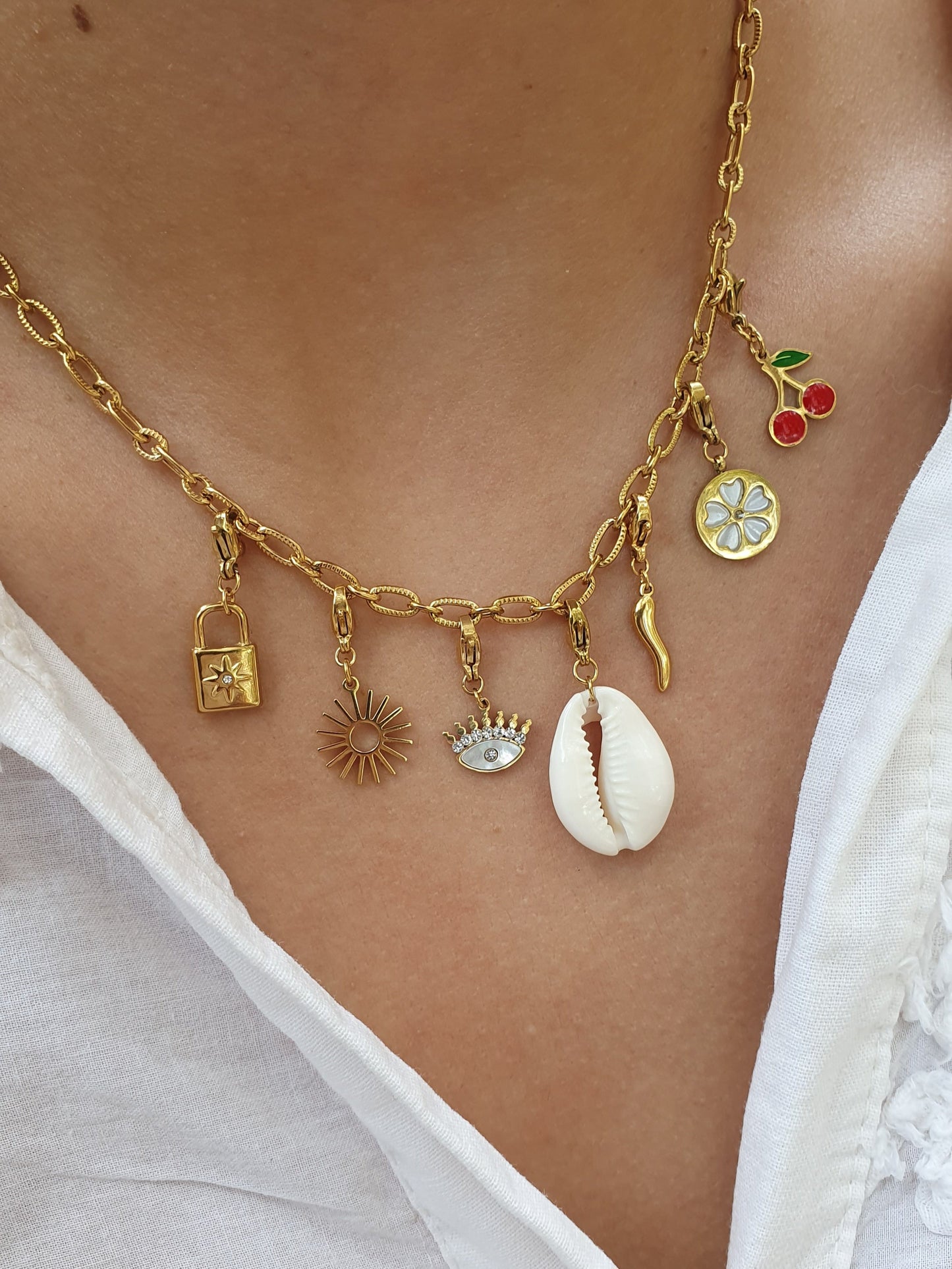 Chaîne petits maillons striés (à personnaliser) - doré