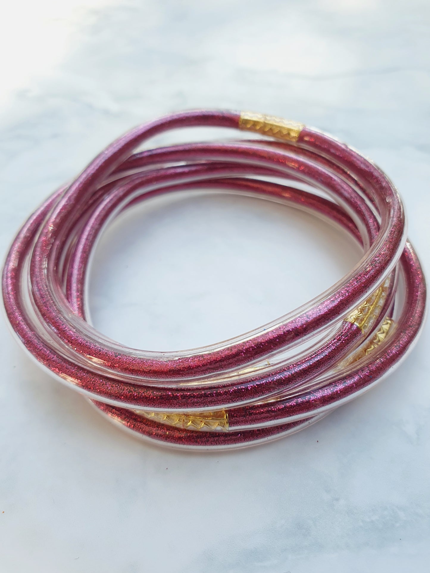 Bracelet jonc bouddhiste fantaisie - Rose Fushia