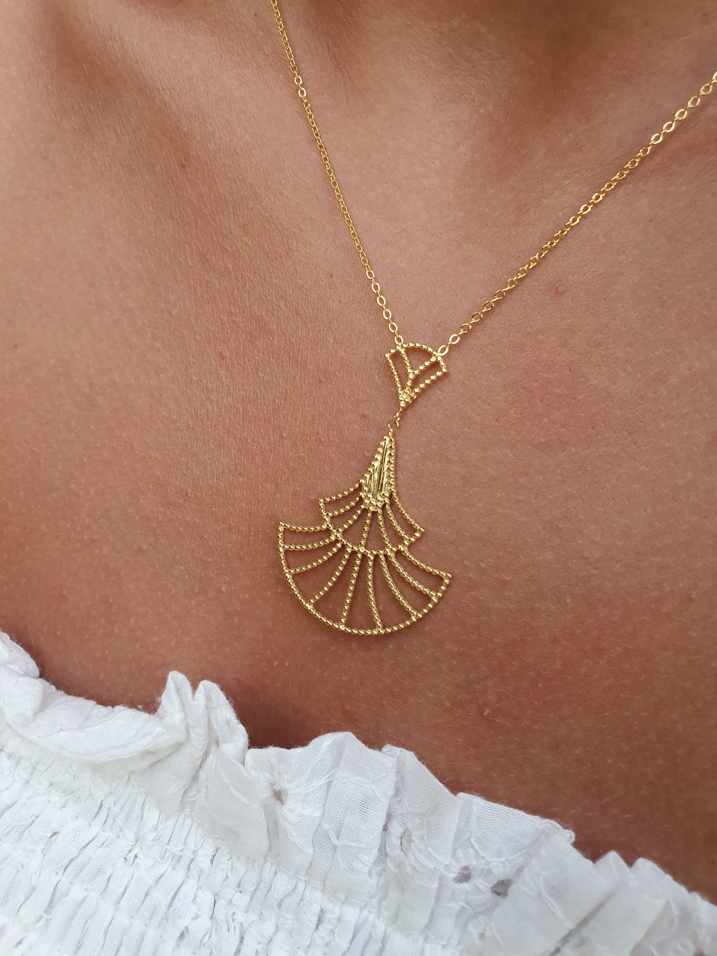 Collier palme longue - doré