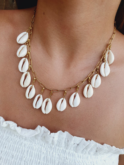 Collier multi-charms coquillages cauris naturels - Coloris au choix