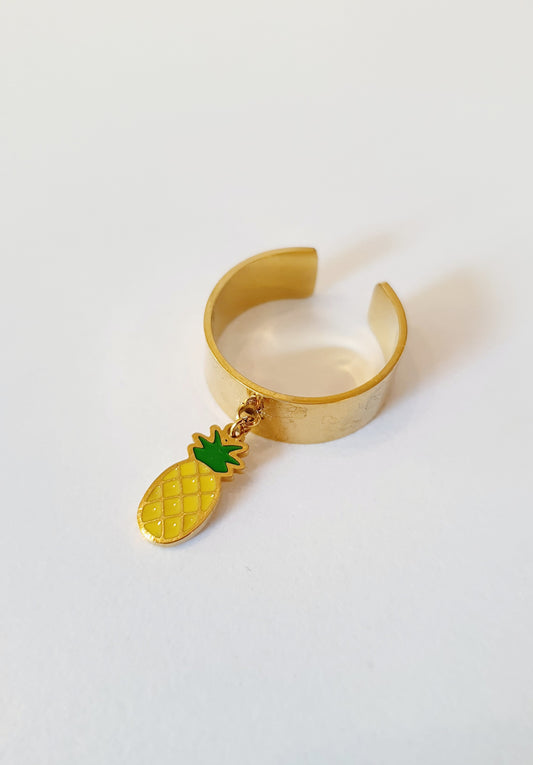 Bague breloque ananas - doré (dernière unité en stock)