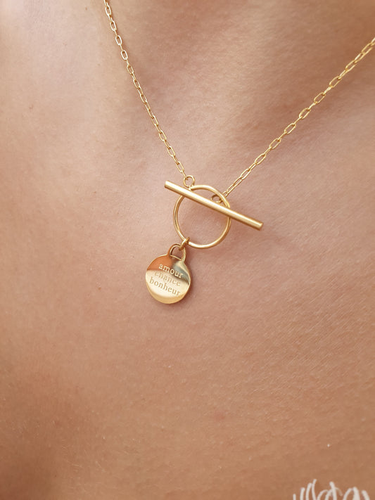 Collier AMOUR CHANCE BONHEUR - doré