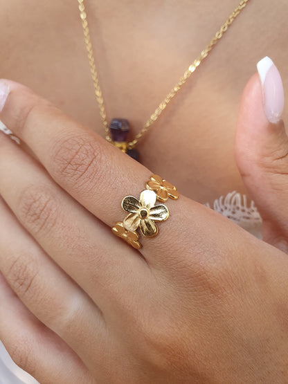 Bague fleurs - doré