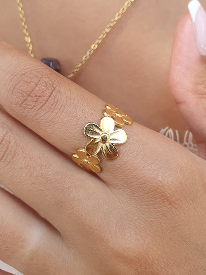 Bague fleurs - doré