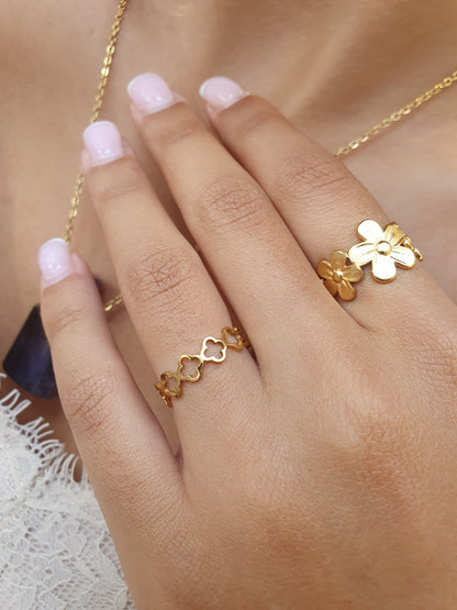 Bague fleurs - doré