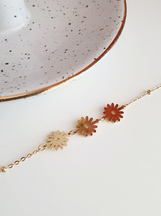 Bracelet trio de fleurs - doré (dernière unité en stock)