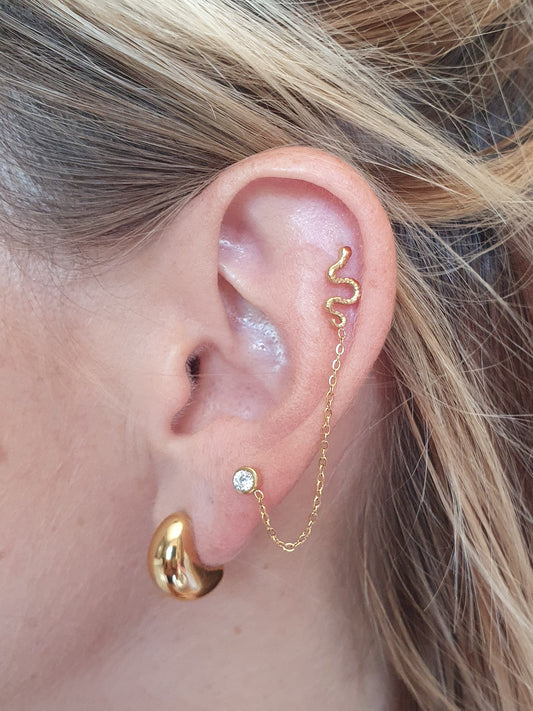 Ear Cuff serpent strass - doré