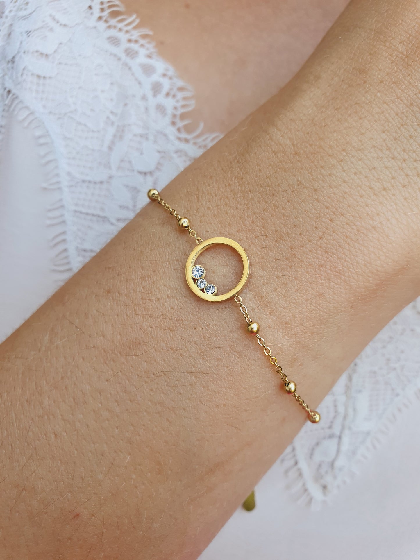 Bracelet trio de zircons - doré