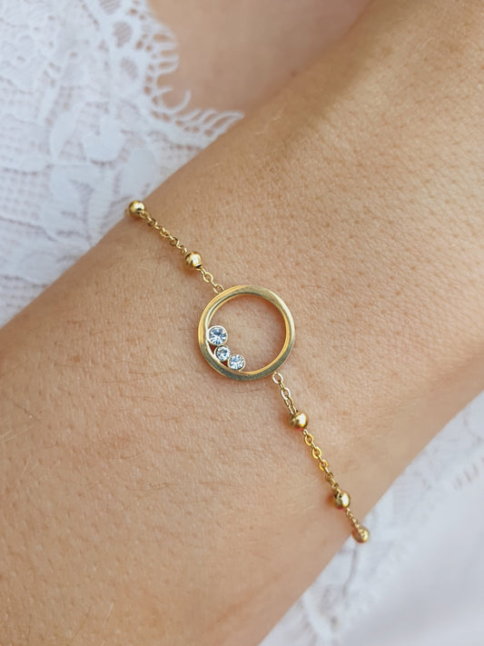 Bracelet trio de zircons - doré