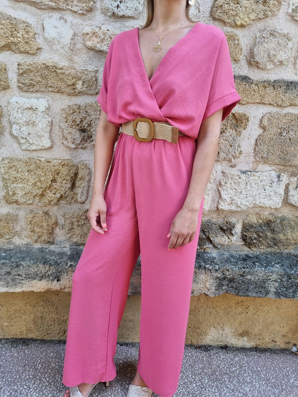 Combinaison rose avec ceinture