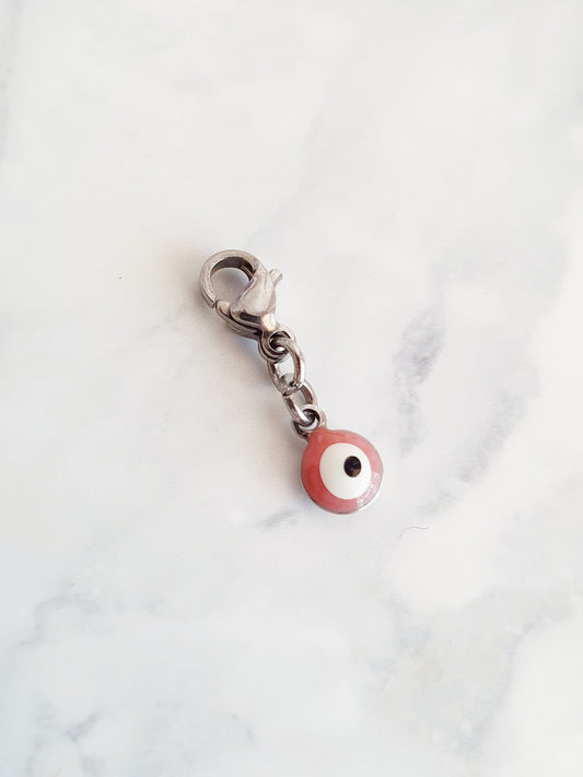 Charm oeil turc - rose vintage/argenté