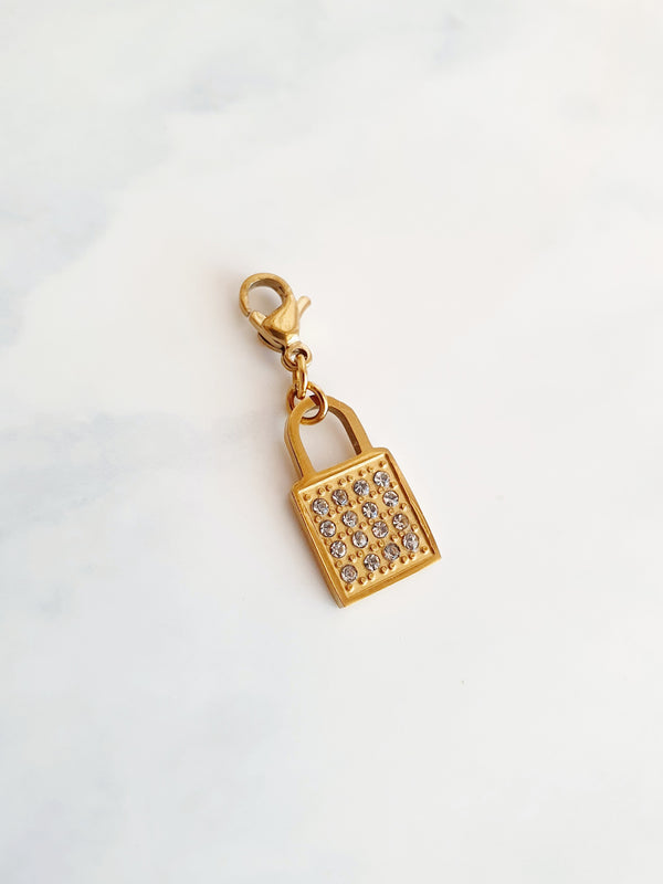 Charm cadenas strass - doré (dernière unité en stock)