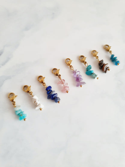 Charm grappe en pierre naturelle Quartz rose - doré