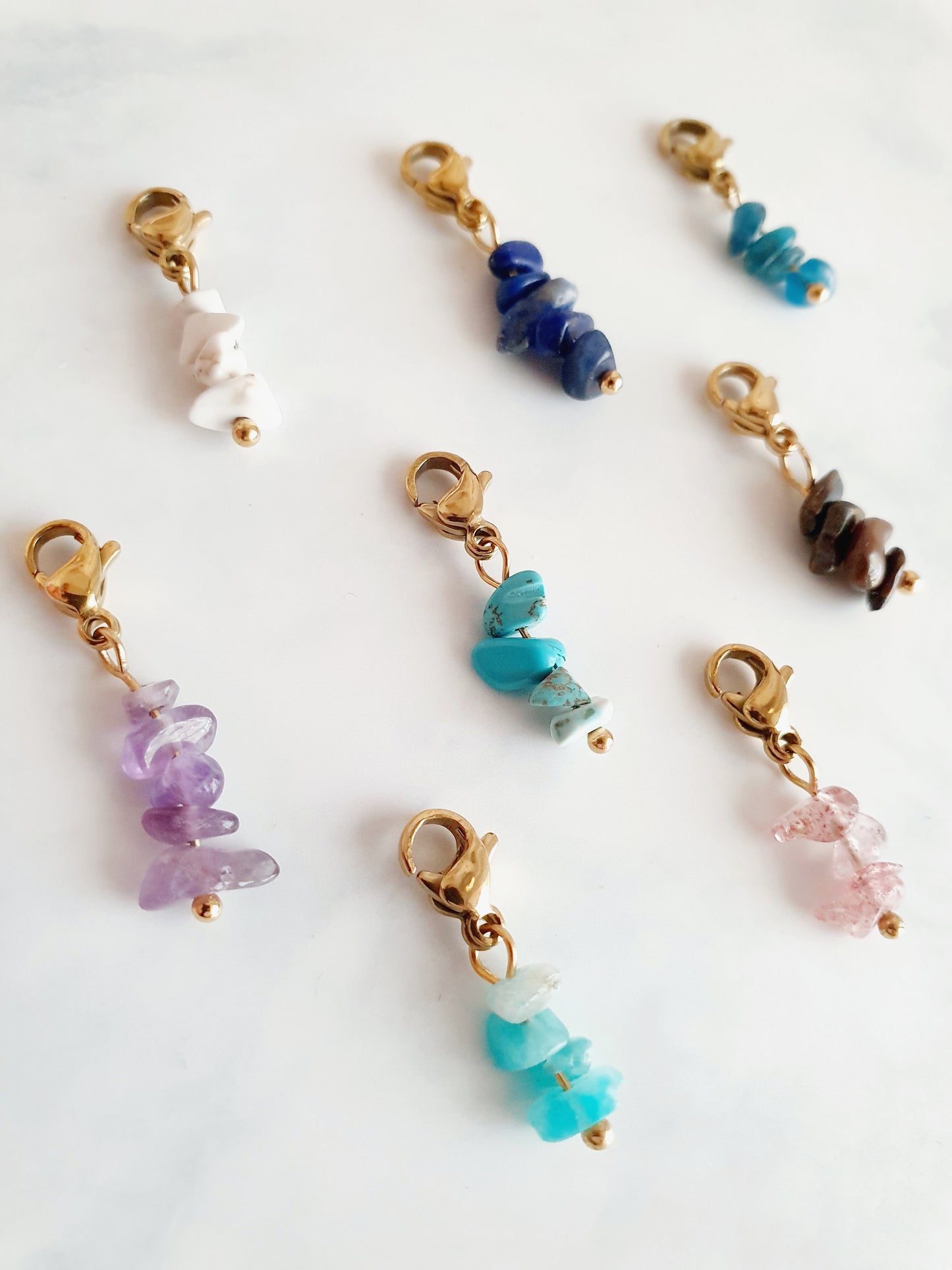 Charm grappe en pierre naturelle Quartz rose - doré