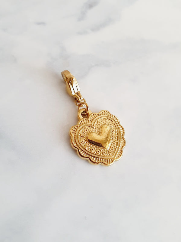 Charm cœur baroque- doré