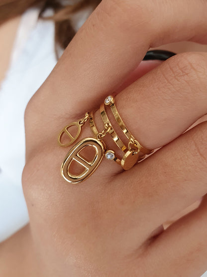 Bague multi-breloques AGATA - doré