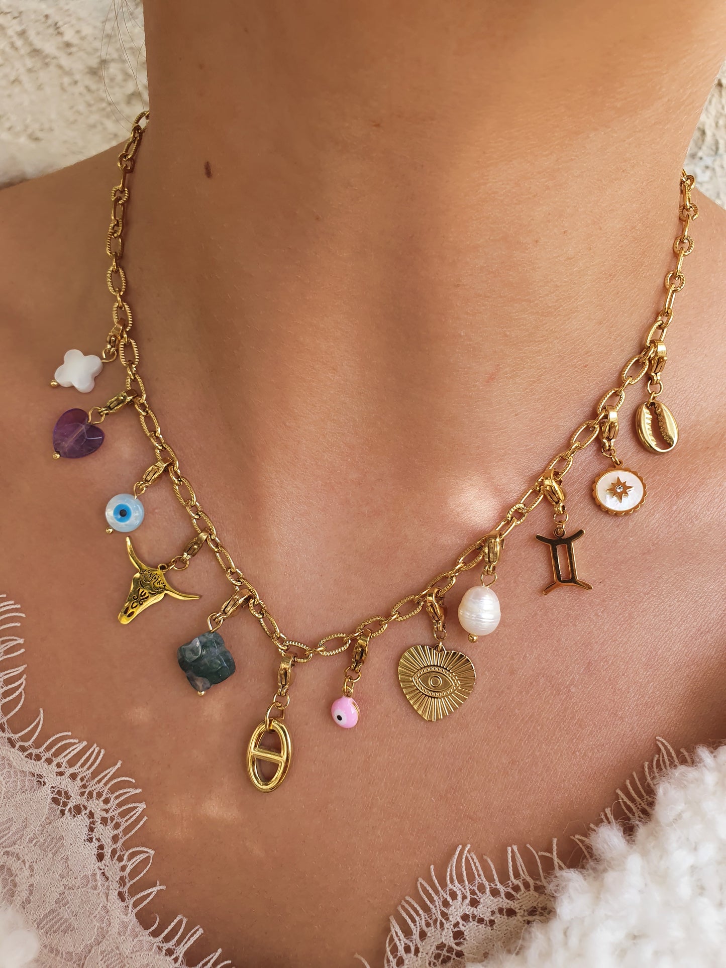 Chaîne petits maillons striés (à personnaliser) - doré